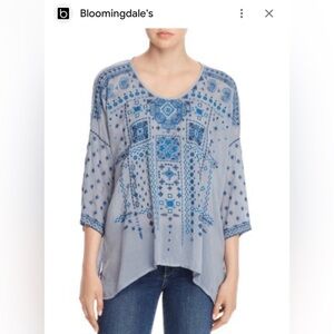 Johnny Was Blue Patterned Women's Top small